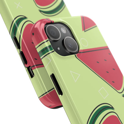 Watermelon Slice iPhone Case – Fresh & Fun Design with Retro Geometric Pattern