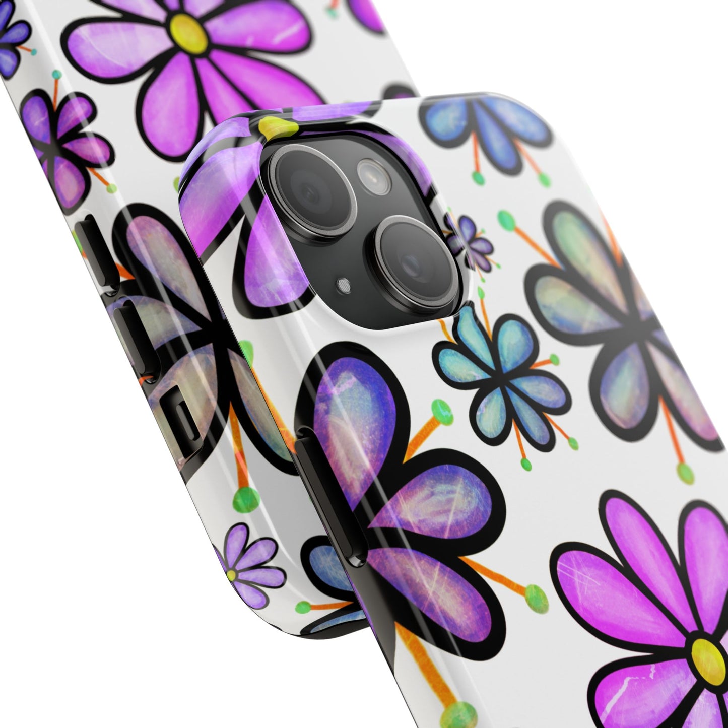 Whimsical Lavender Floral iPhone Case – Ultra-Slim, High-Gloss Finish