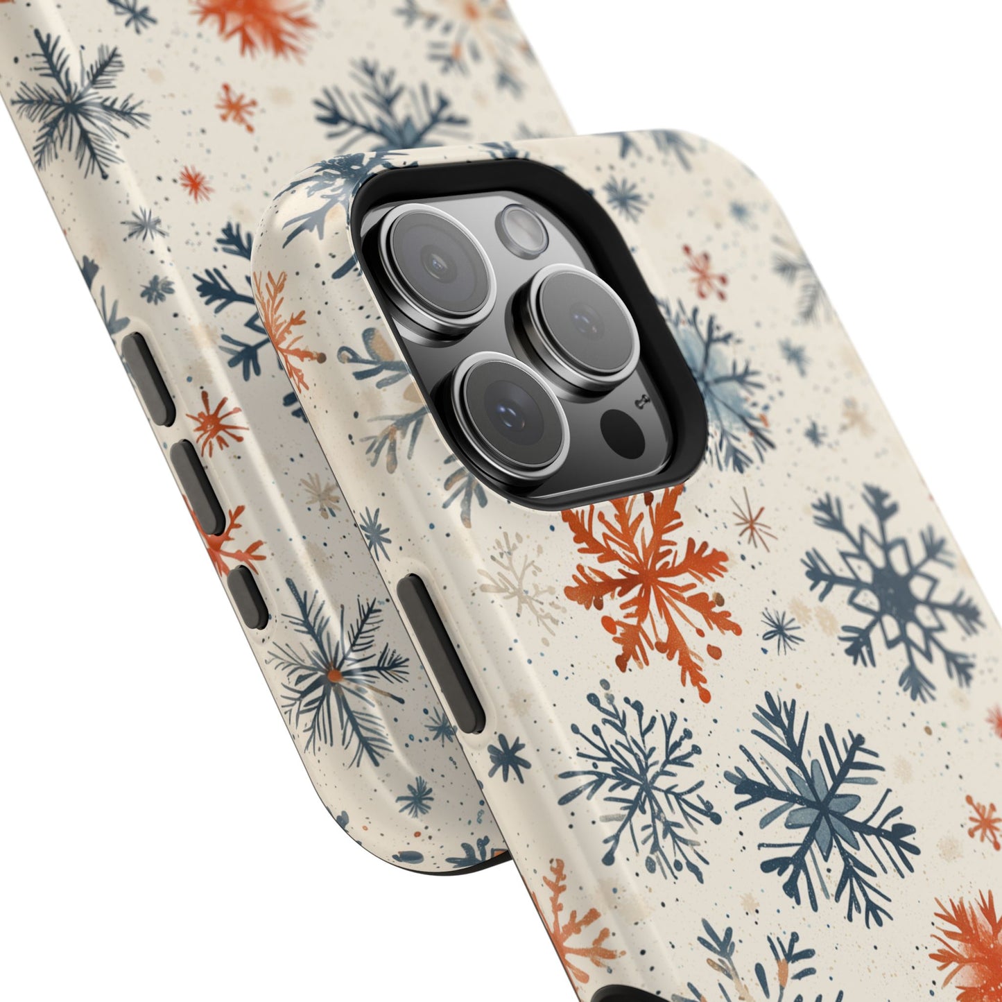 Rustic Orange and Blue Snowflake Pattern – MagSafe iPhone Series Case