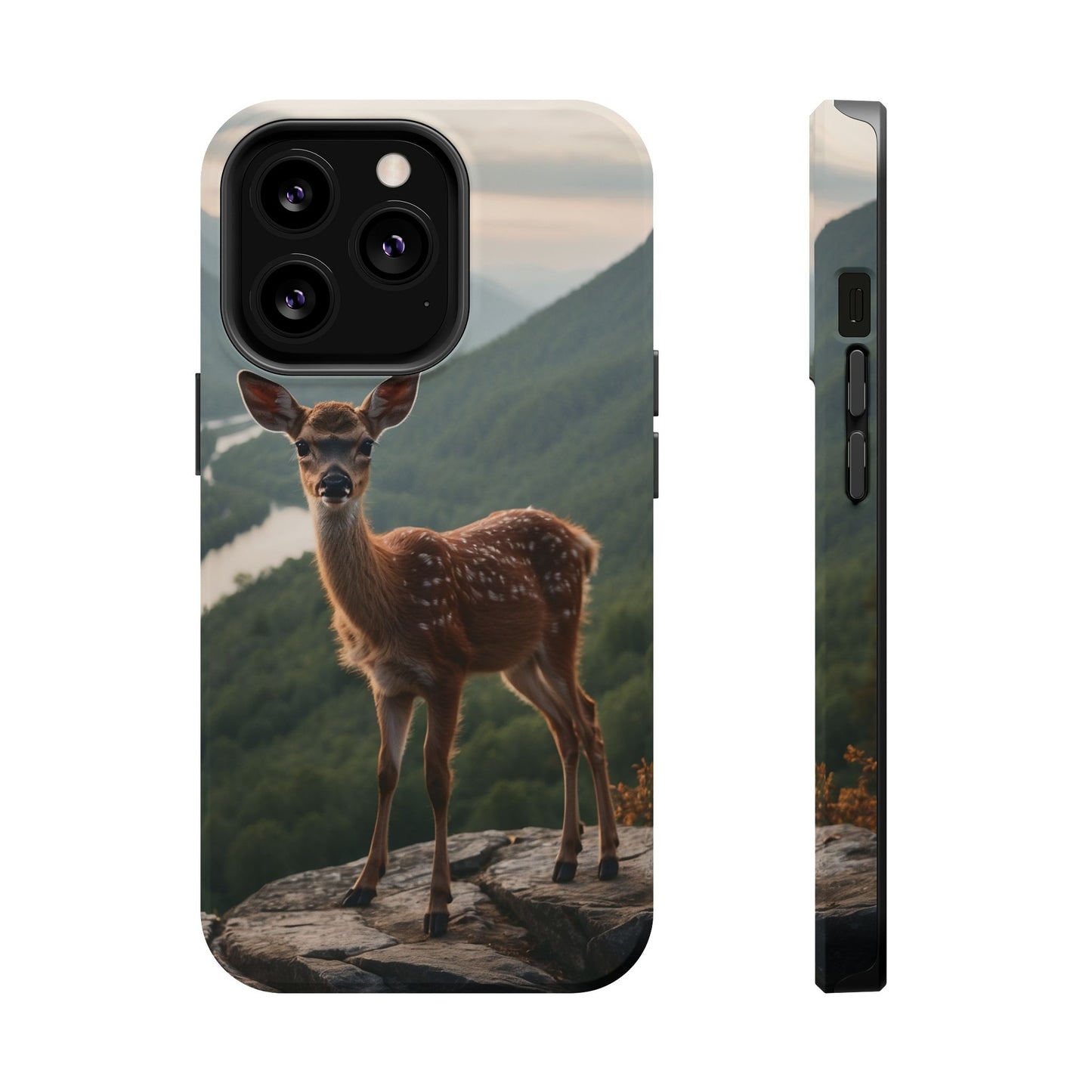 Majestic Fawn Overlooking Mountain Vista MagSafe iPhone Case