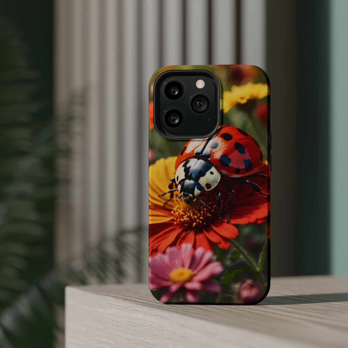 Ladybug on Orange Daisy - MagSafe iPhone Case