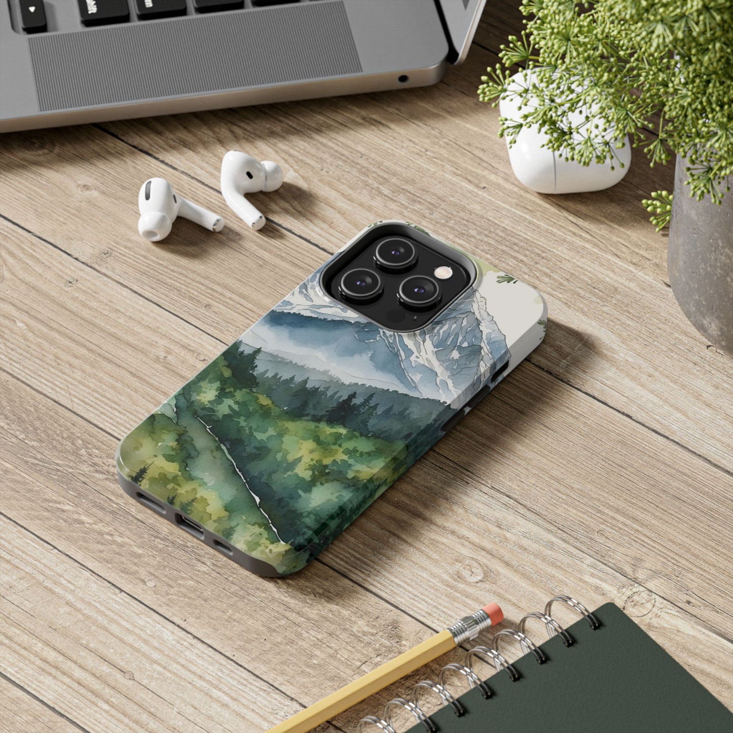 Watercolor Alpine Mountainscape - iPhone Case