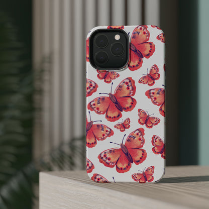 Coral Butterfly MagSafe iPhone Case – Slim, Protective Design with Bold Watercolor Print