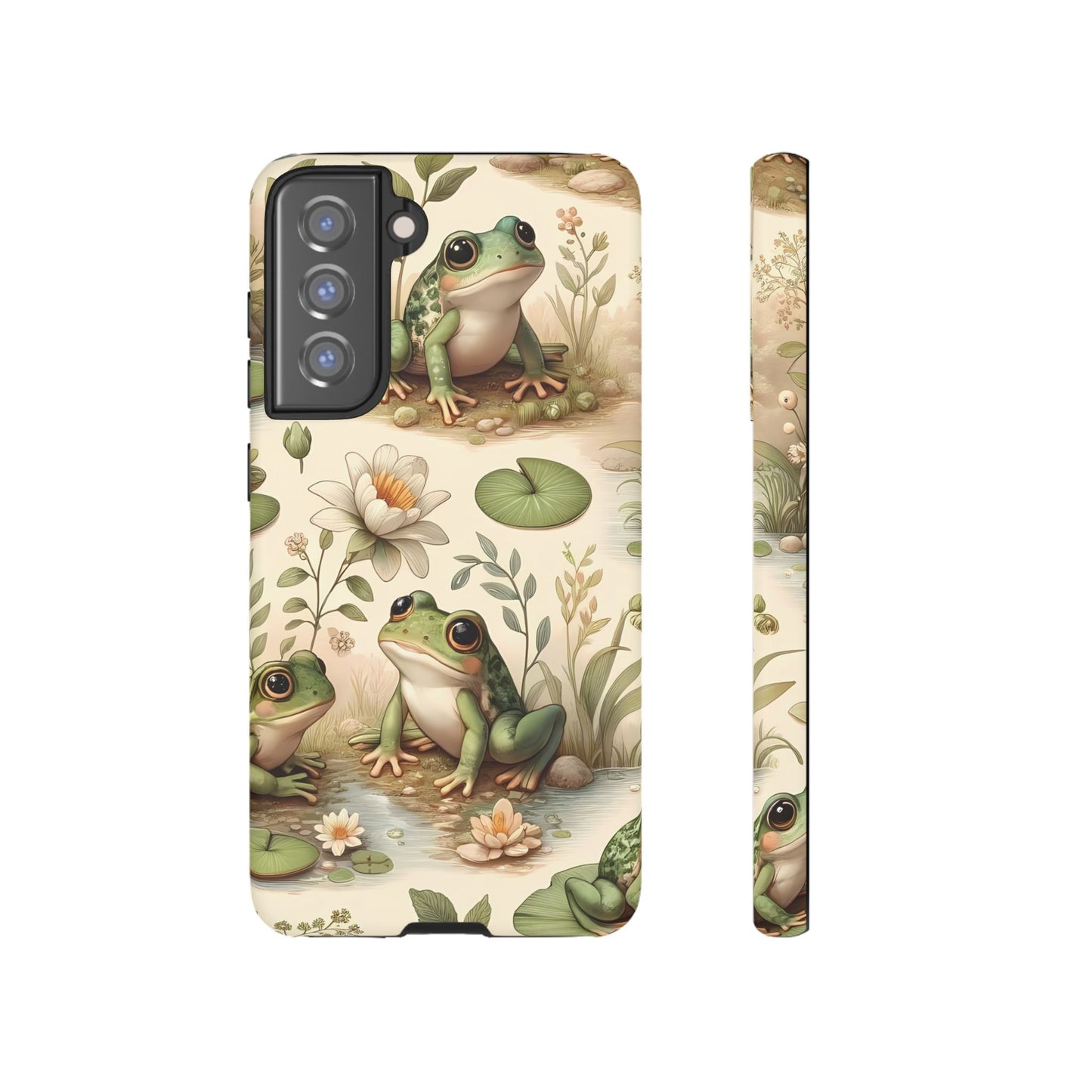 Cute Frogs Phone Case - Pond Pals Frolic - Charming Frog Lily Pad Phone Case for iPhone, Google & Samsung! Great Gift For Any Frog Lover!