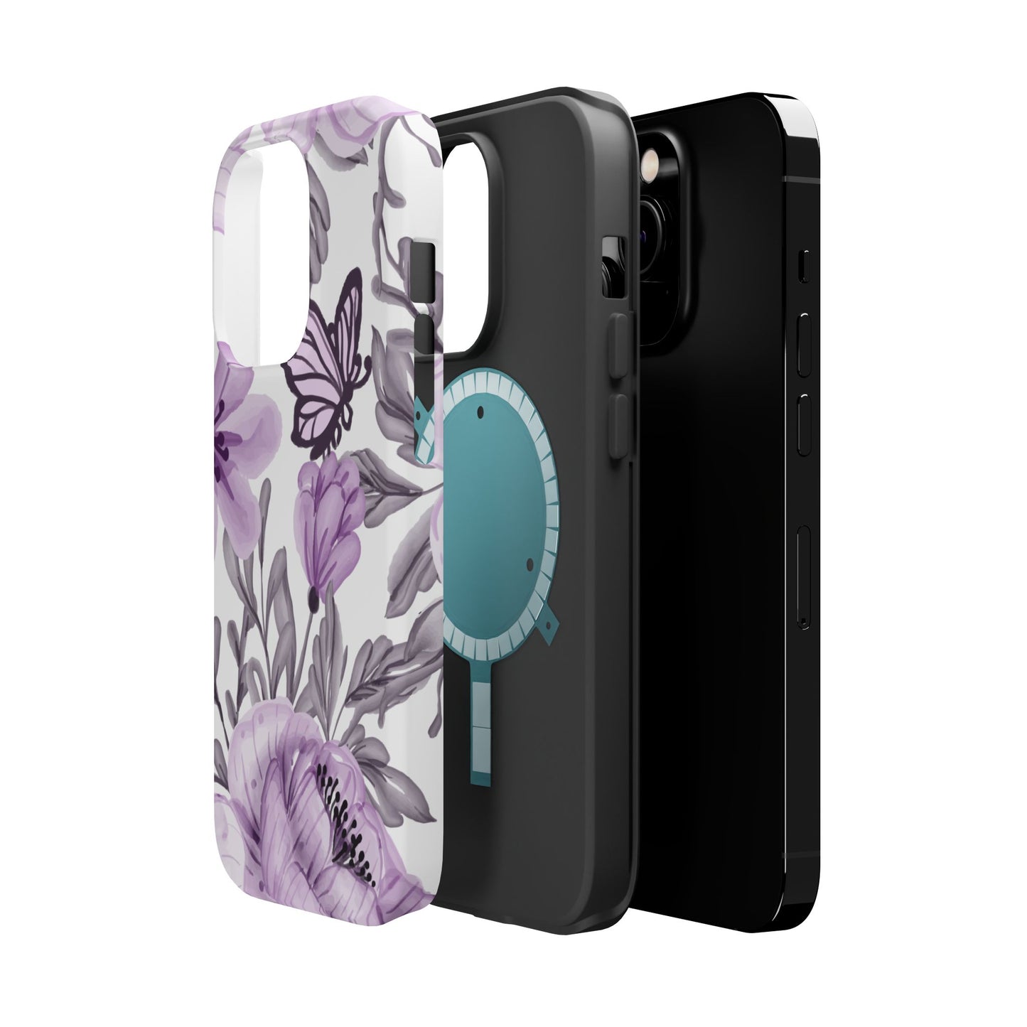 Lavender Bloom Butterfly MagSafe iPhone Case – Delicate Floral Design with Watercolor Details