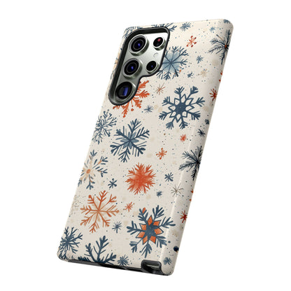 Rustic Orange and Blue Snowflake Pattern – Samsung Galaxy Series Case