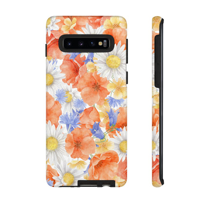 Watercolor Wildflower Pattern Samsung Galaxy Case – Durable Matte Finish with Daisy, Poppy & Cornflower Design