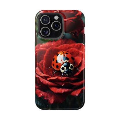 Elegant Rose & Ladybug Charm - MagSafe iPhone Case