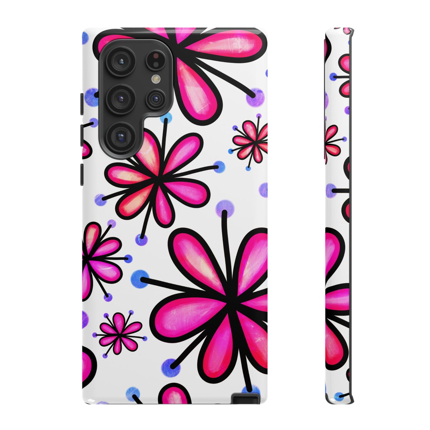 Pink Retro Bloom Samsung Galaxy Case – Ultra-Slim Design, Glossy Finish