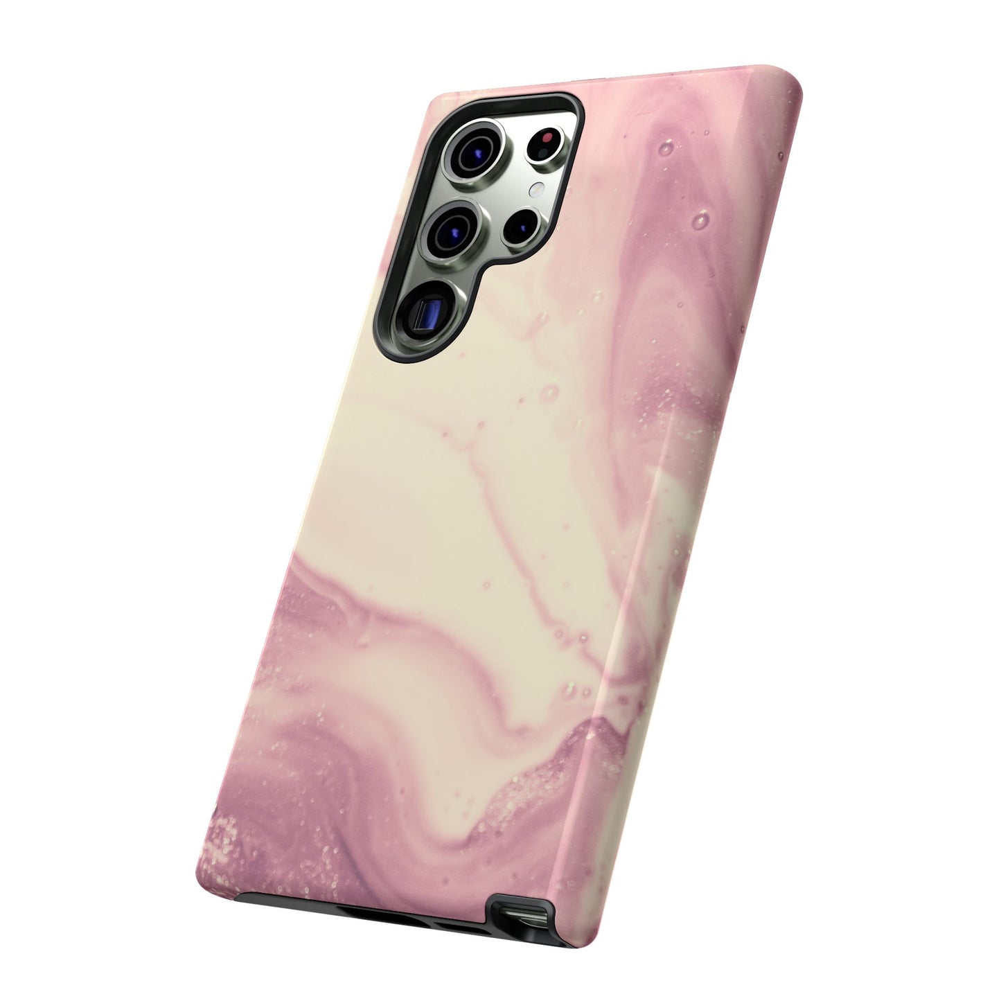 Blush Marble Glow – Samsung Galaxy Case with Rose Gold Swirl Design