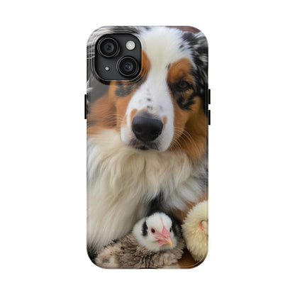 Aussie Farm Dog and Baby Chicks Phone Case