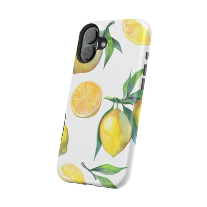 Lemon Grove Watercolor Tough MagSafe iPhone Case – Fresh Citrus Design, Dual-Layer Protection