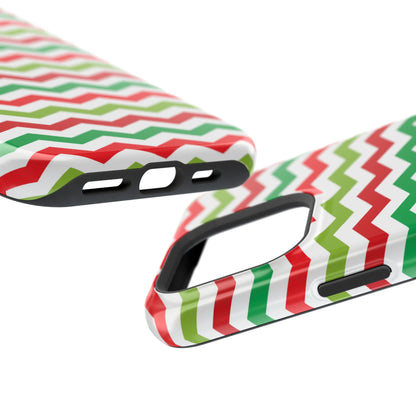 Vibrant Fiesta Chevron – Yellow Green, Green & Red Geometric MagSafe Case