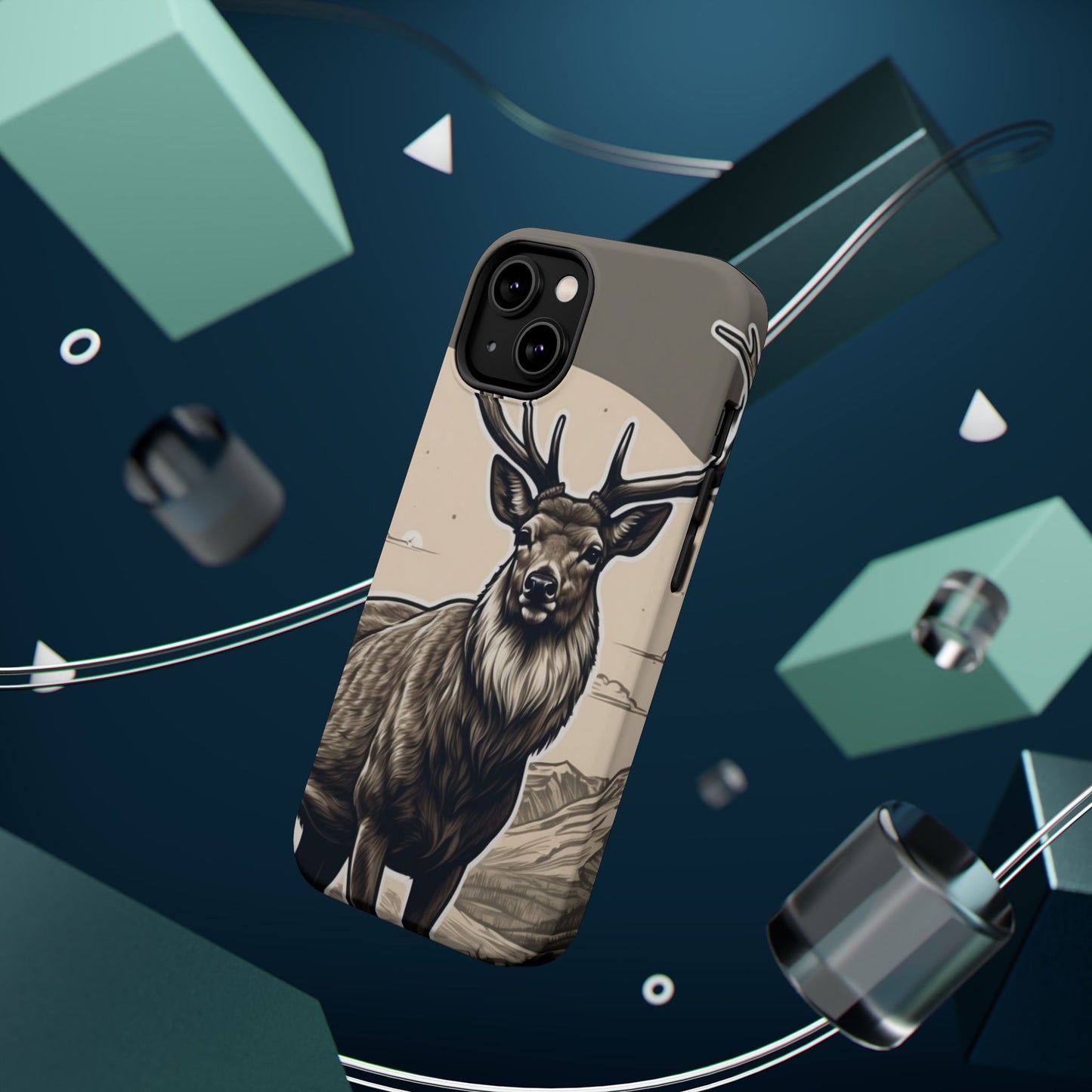 Monochrome Majesty – Regal Stag MagSafe iPhone Cases