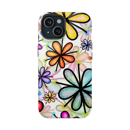 Retro Floral Pop MagSafe iPhone Case – Ultra-Slim Design, High-Gloss Finish