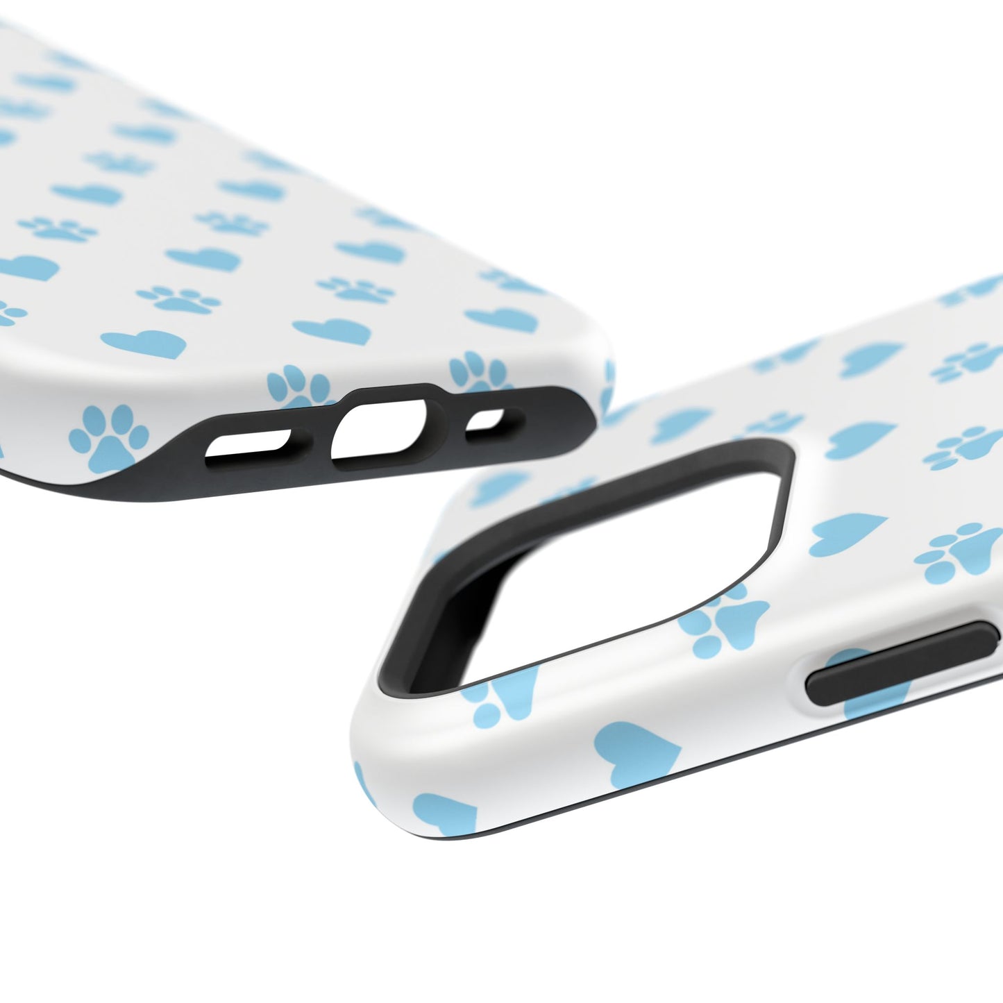 Blue Paw Prints & Hearts – MagSafe iPhone Case with Adorable Pet-Lover Design