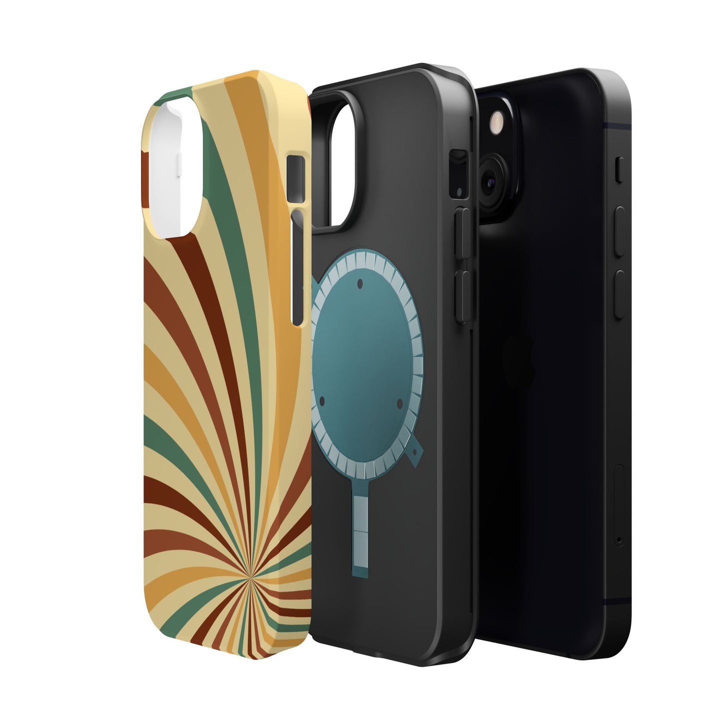 Earthy Retro Swirl MagSafe iPhone Case – Dual-Layer Protection with 70s-Inspired Earth Tones