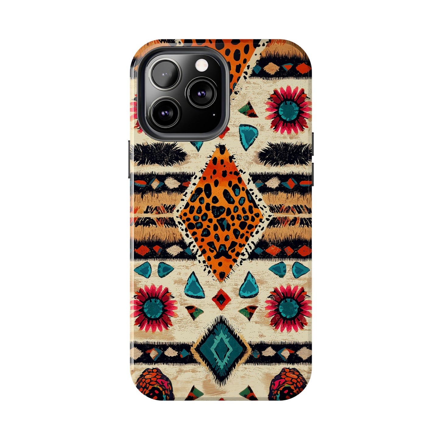 Wild Boho Leopard Print & Floral Tough iPhone Case – Eclectic Tribal Design, Dual - Layer Protection - BOGO Cases