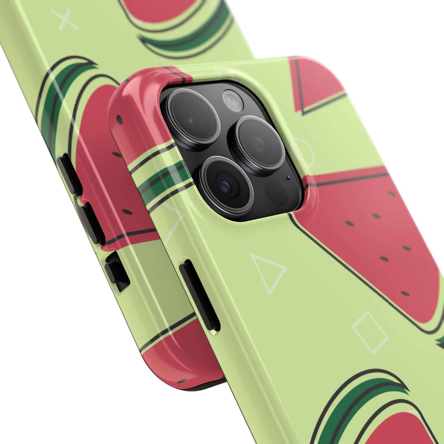 Watermelon Slice iPhone Case – Fresh & Fun Design with Retro Geometric Pattern