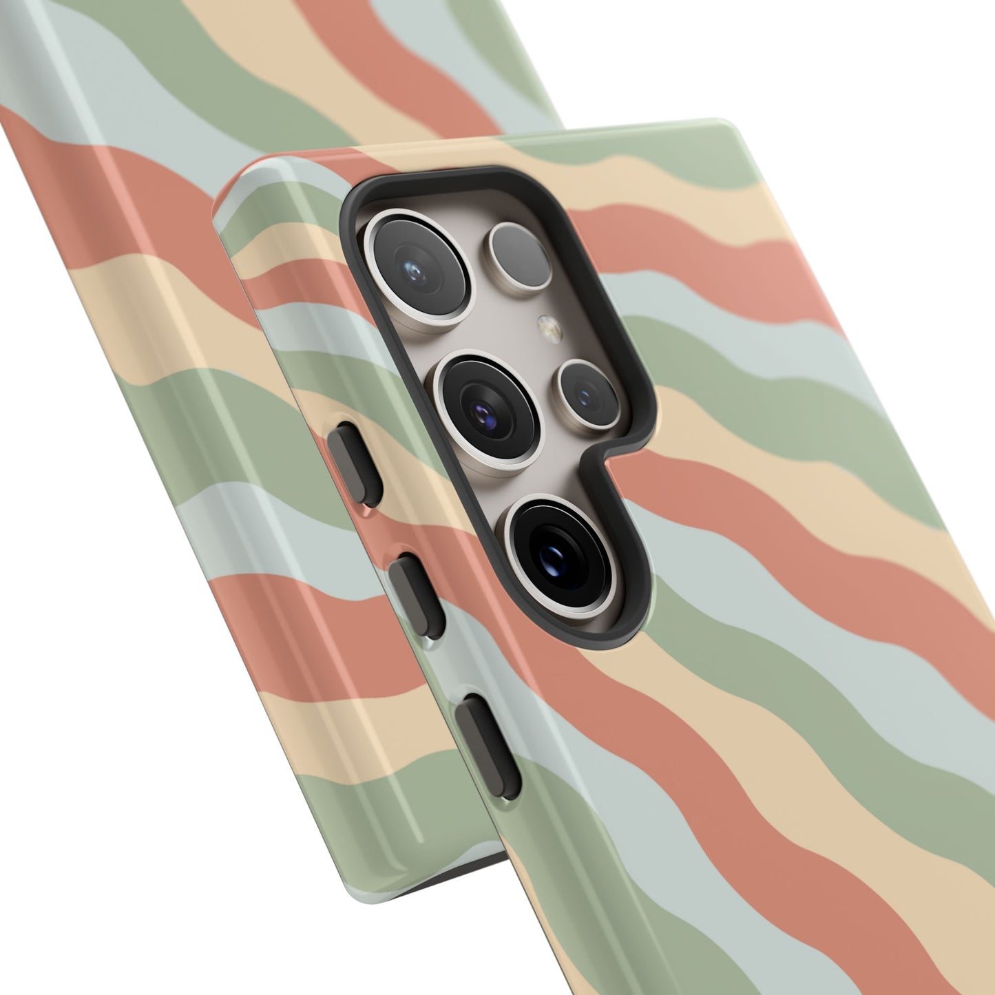 Earthy Retro Waves Samsung Galaxy Case – 70s-Inspired Wavy Stripes in Soft Green, Cream, and Rust