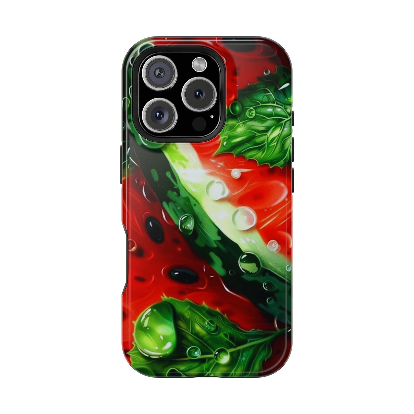 Juicy Watermelon & Mint MasSafe iPhone Case – Tough Dual-Layer, Vibrant Summer Design