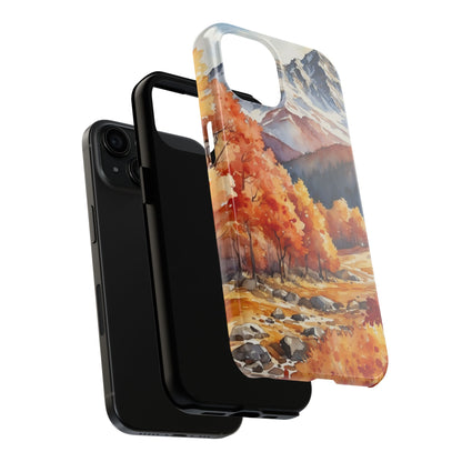 Watercolor Autumn Forest and Mountains - iPhone Case