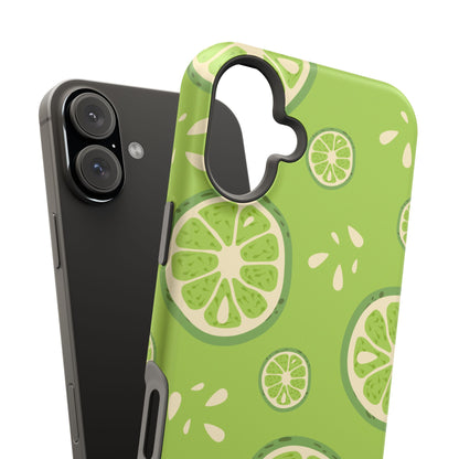 Zesty Lime Splash Tough MagSafe iPhone Case – Fresh Citrus Design, Dual-Layer Protection