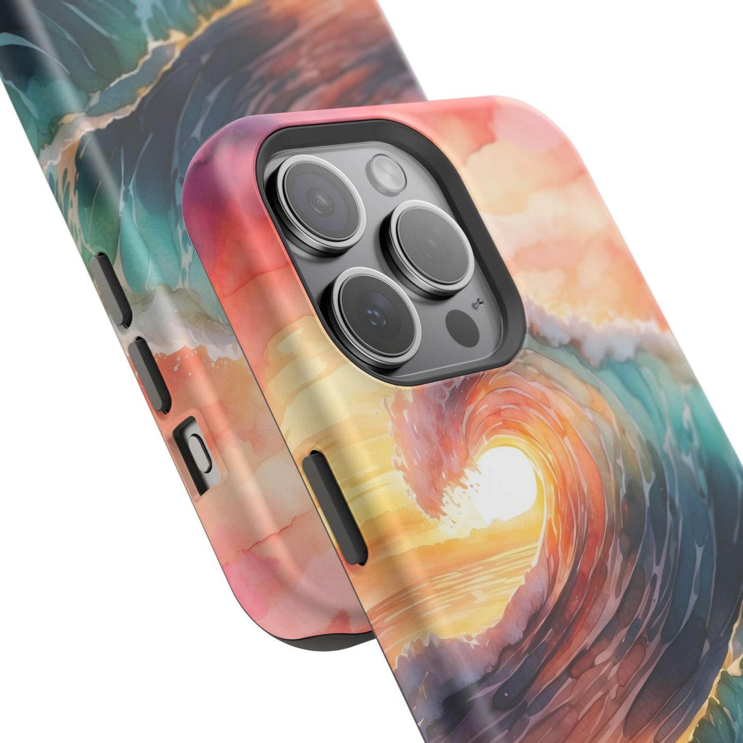 Ocean Sunrise Wave MagSafe iPhone Case – Vibrant Watercolor Wave Design