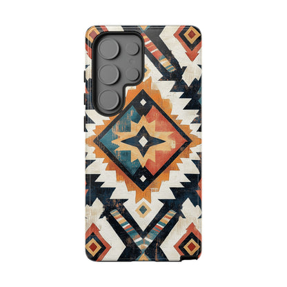 Vintage Southwestern Diamond Tough Samsung Galaxy Case – Rustic Tribal Design, Dual-Layer Protection