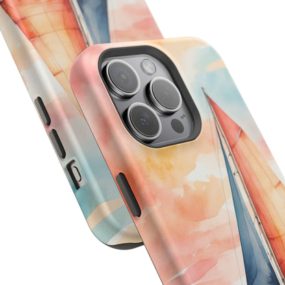 Sunset Sail MagSafe iPhone Case – Watercolor Sailboat and Sky Design