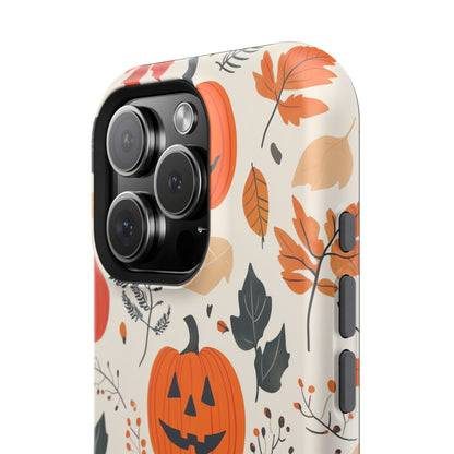 Spooky Pumpkin & Skeleton MagSafe iPhone Case – Halloween Jack-O'-Lantern Design