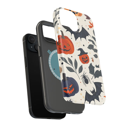 Spooky Halloween MagSafe iPhone Case – Pumpkins, Bats, and Spider Design