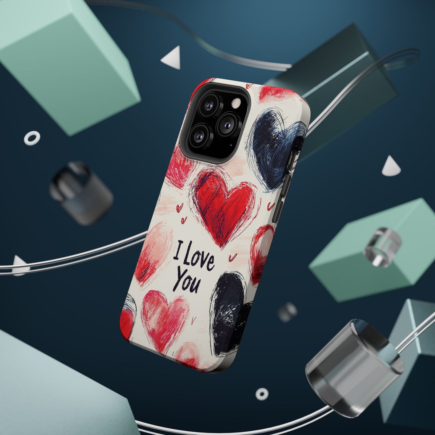Brushstroke Hearts of Love "I Love You" - MagSafe Compatible Case