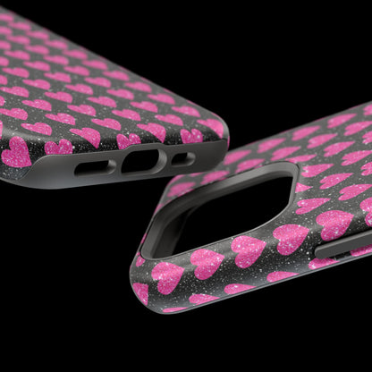 Glitter Pink Hearts MagSafe Case