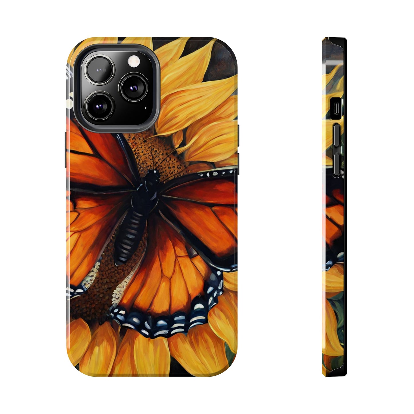 Monarch Butterfly & Sunflower Art – iPhone Case