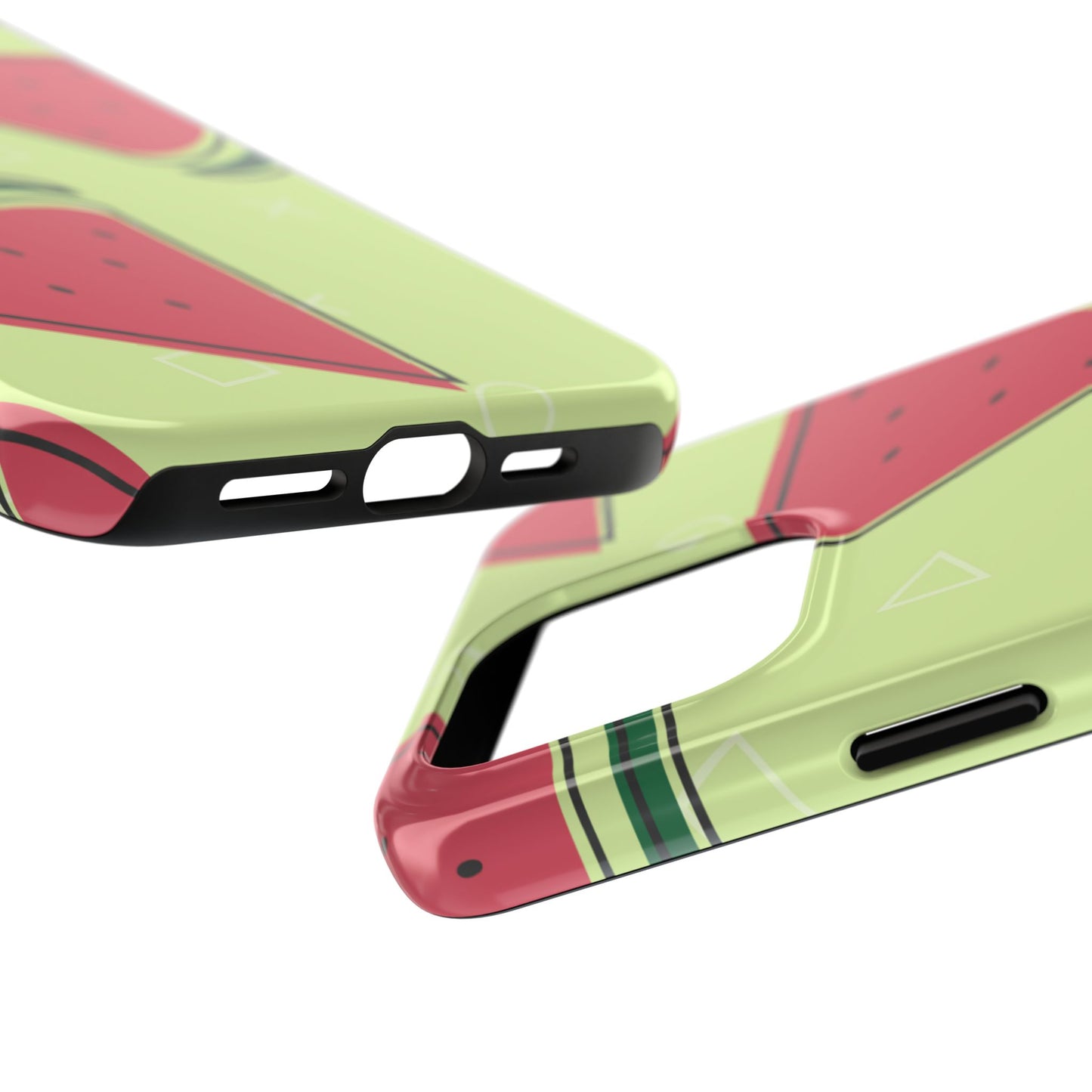 Watermelon Slice iPhone Case – Fresh & Fun Design with Retro Geometric Pattern