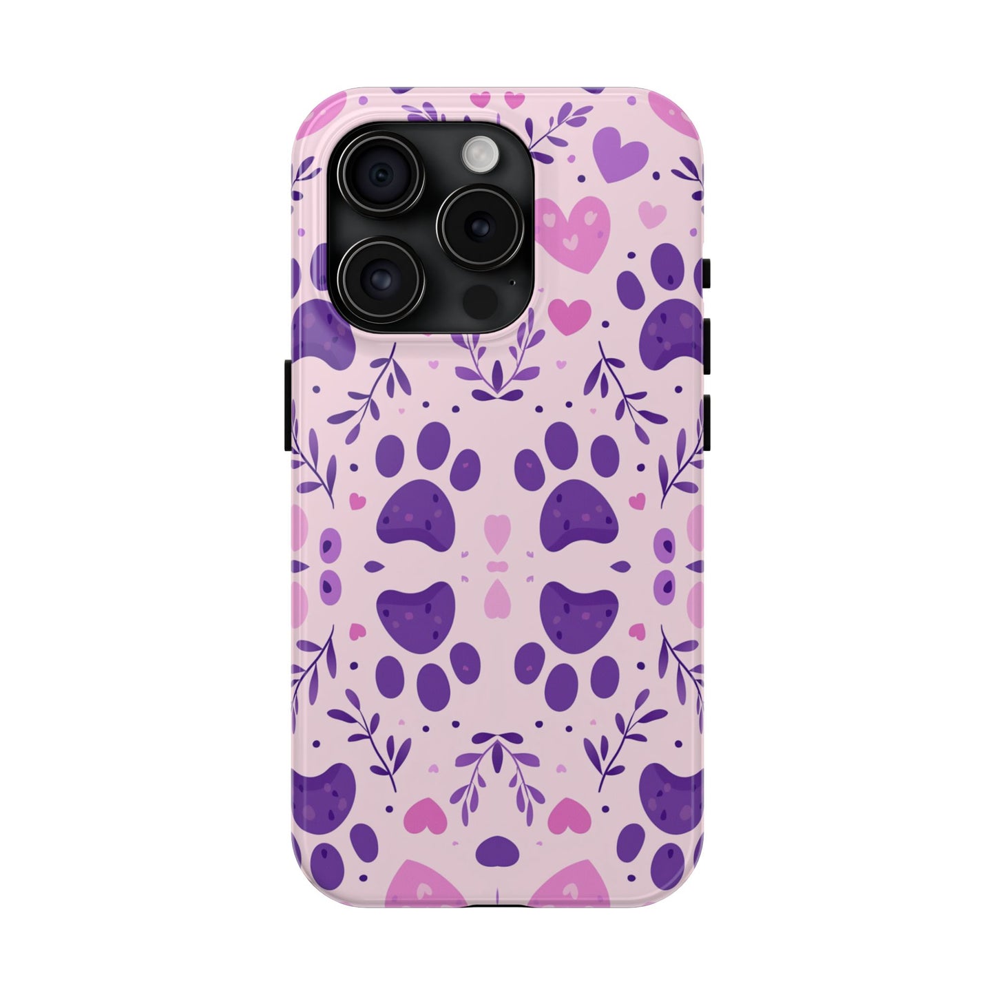 Pastel Paw Print iPhone Case - Cute Pet-Themed Floral Protective Cover