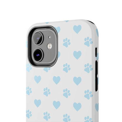 Light Blue Paw Prints & Hearts – iPhone Case for Animal Lovers