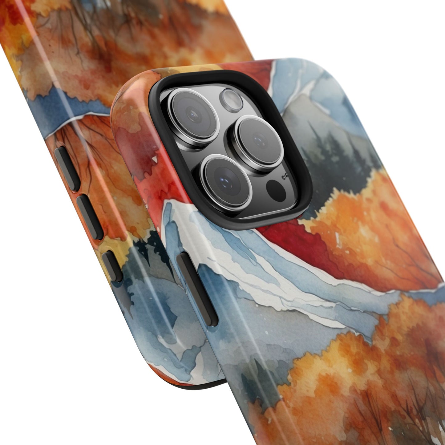 Autumn Mountain Forest Watercolor - iPhone Case