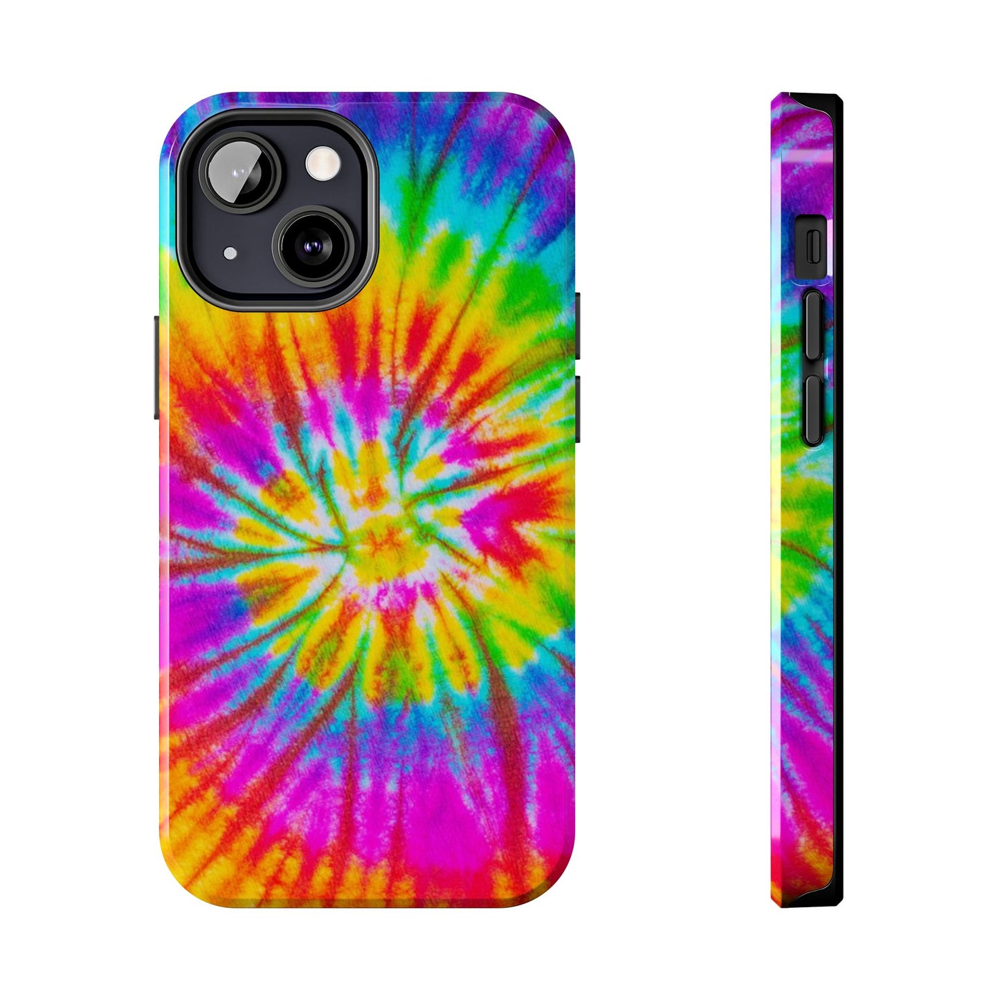 Rainbow Spiral Tie-Dye iPhone Case – Bright & Retro Design