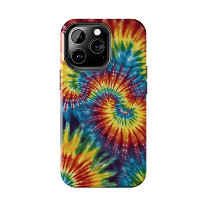 Retro Tie-Dye Swirl iPhone Case – Rainbow Spiral Design