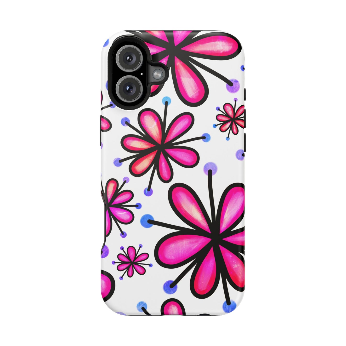 Pink Retro Bloom MagSafe iPhone Case – Ultra-Slim Design, Glossy Finish