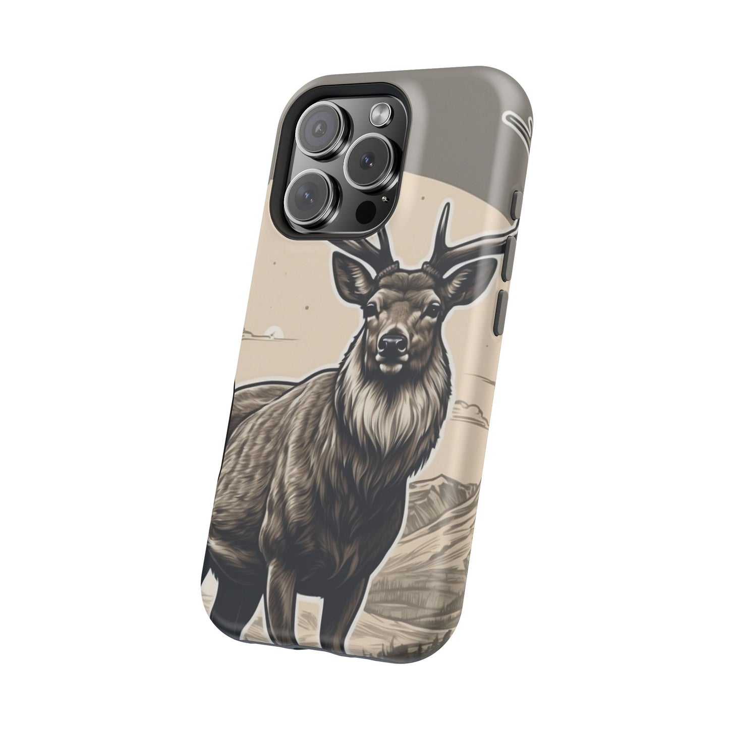 Monochrome Majesty – Regal Stag MagSafe iPhone Cases