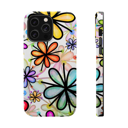 Retro Floral Pop MagSafe iPhone Case – Ultra-Slim Design, High-Gloss Finish