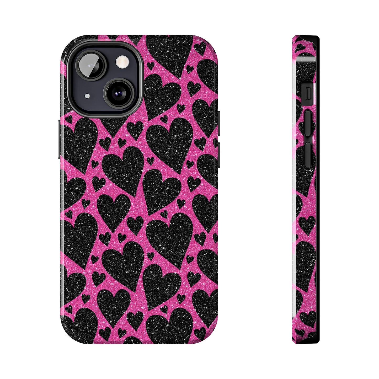 Pink Glitter Hearts iPhone Case