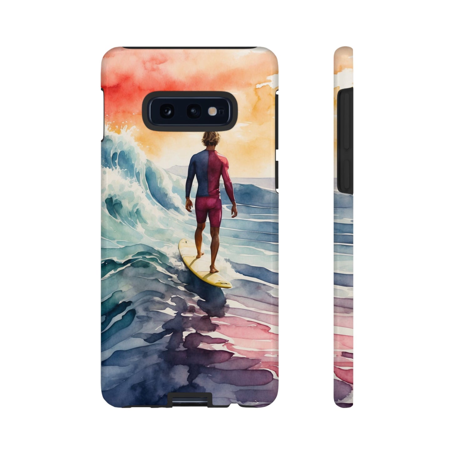 Surfer’s Sunset Wave Samsung Galaxy Case – Vibrant Watercolor Design