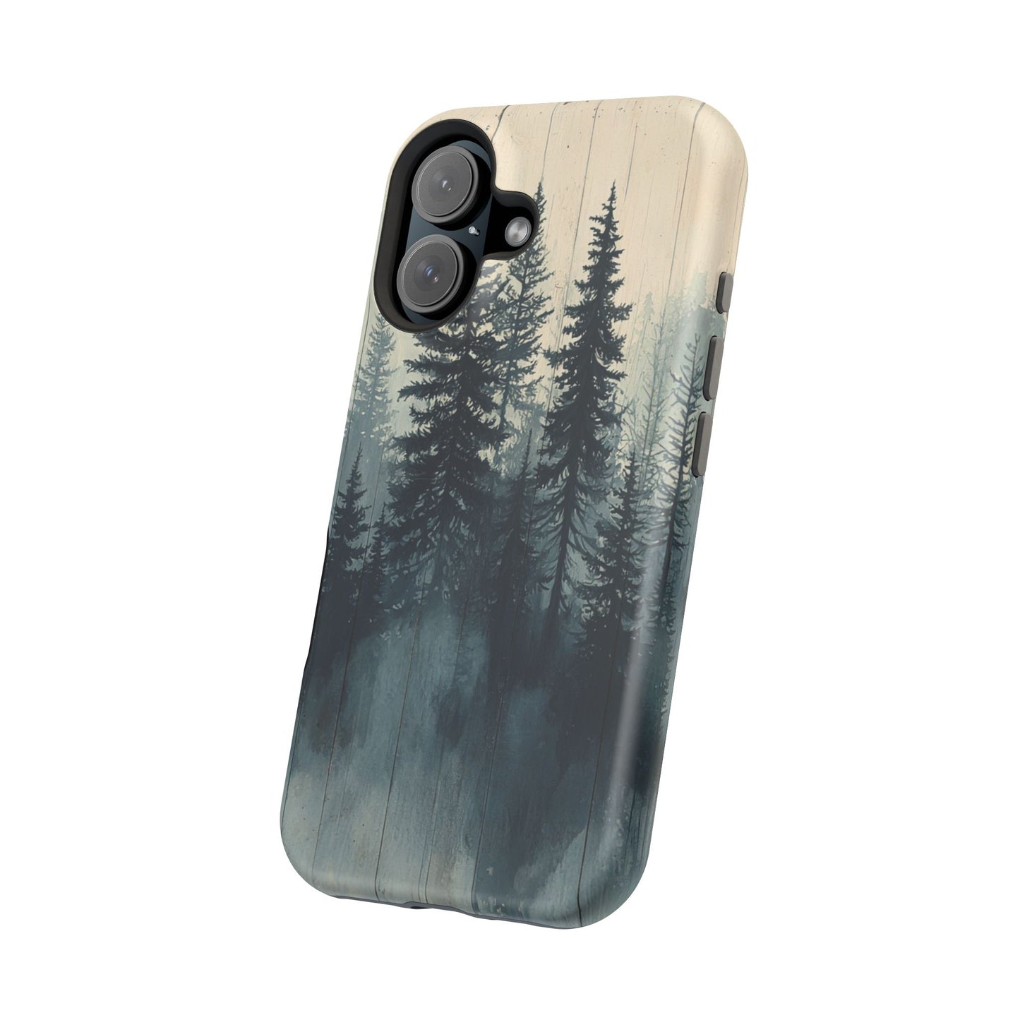 Misty Pine Forest Magsafe iPhone Case - Nature-Inspired Wood Design Protective Cover