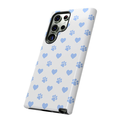 Samsung Galaxy Case - Blue Paw Print & Heart Design