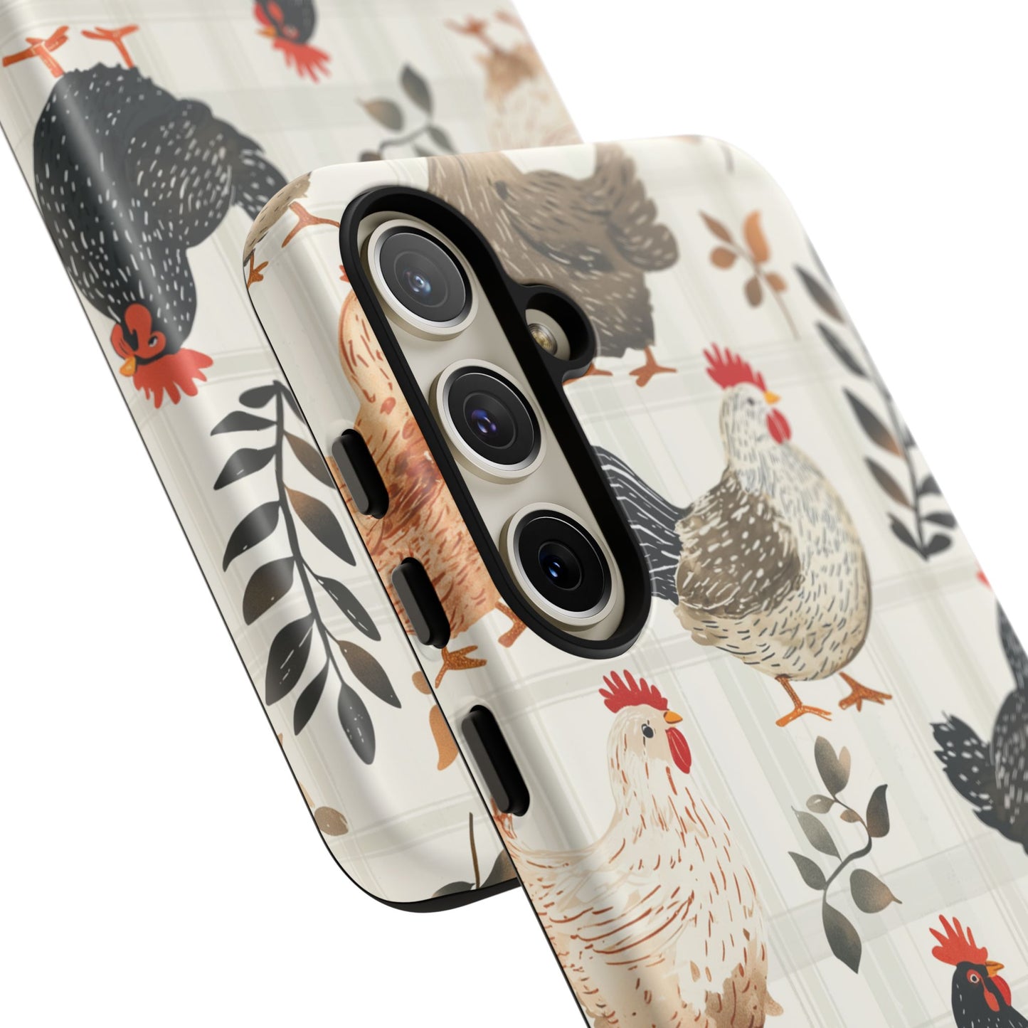 Samsung Galaxy Case: Vintage Chicken & Leaves – Farmhouse Style Case