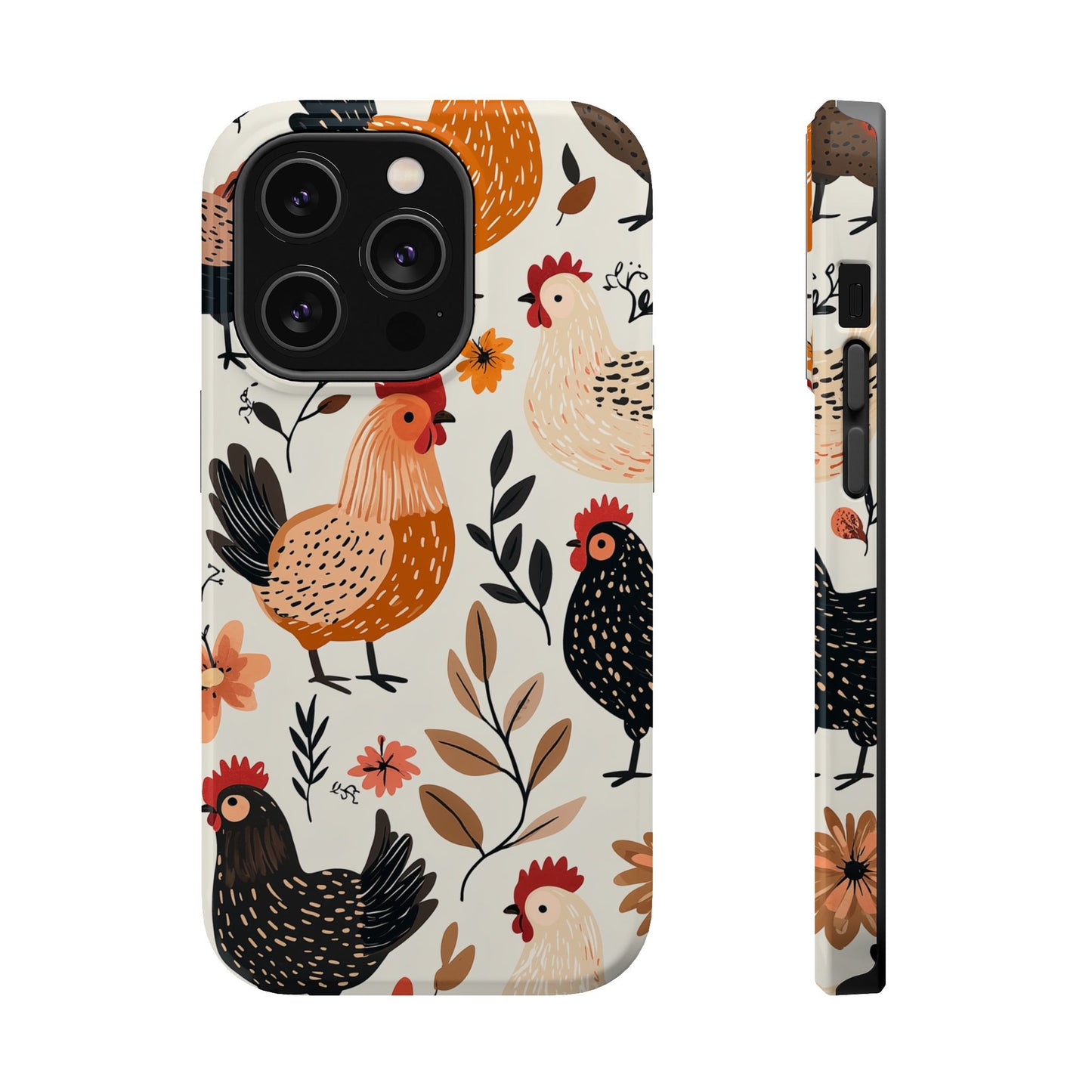 MagSafe iPhone Case: Cluckin' Vintage – Chickens & Leaves